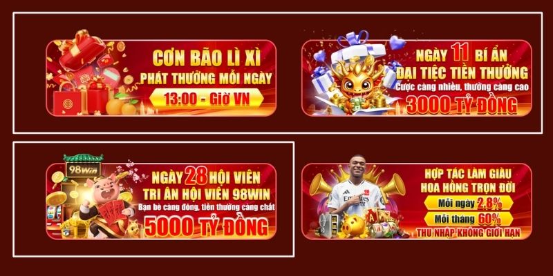 Bật mí top 3 khuyến mãi lì xì 98WIN nổi bật nhất